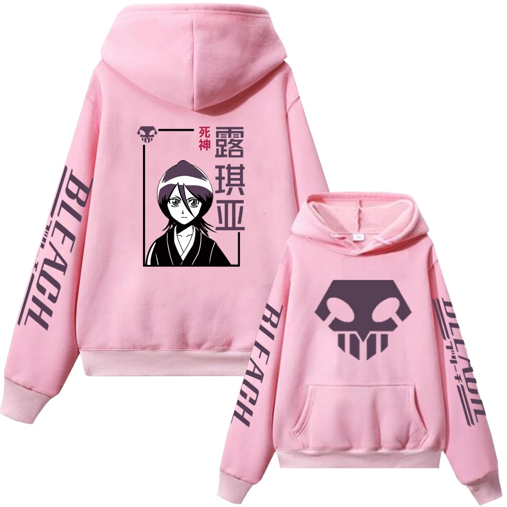 BLEACH Kurosaki Ichigo Rukia Kuchiki Anime Hoodie Paar Manga Grafik Pullover Lässiger Unisex Langarm Fleece Streetwear Oberteil – Detail 4