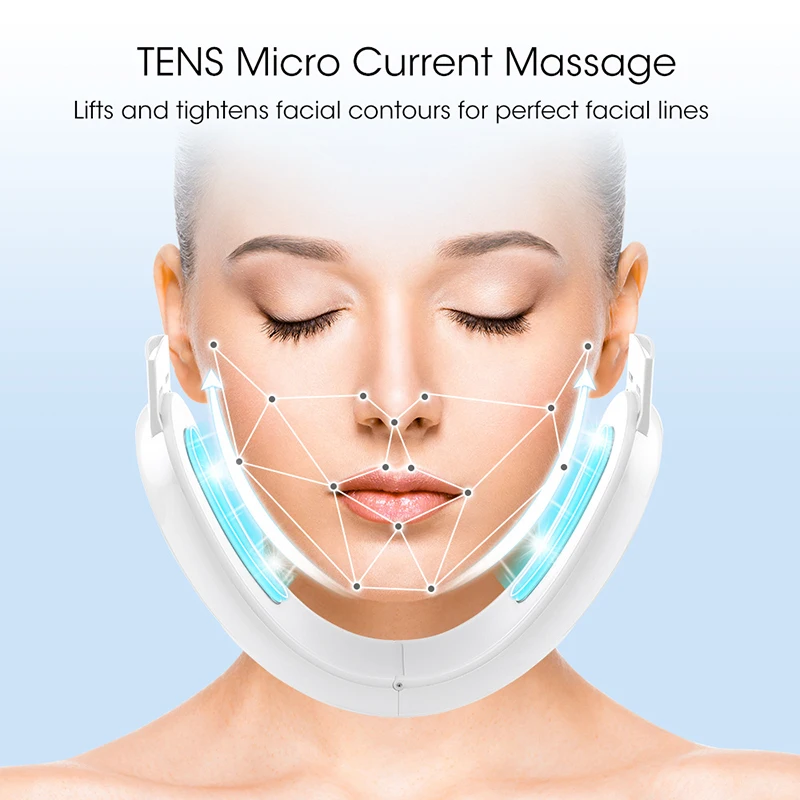 EMS Chin Facial Levantamento Massager, V-Line Up Lift Belt, Face Emagrecimento, Vibração, Dispositivo de Cuidados com Controle Remoto, Cuidados Com A Pele