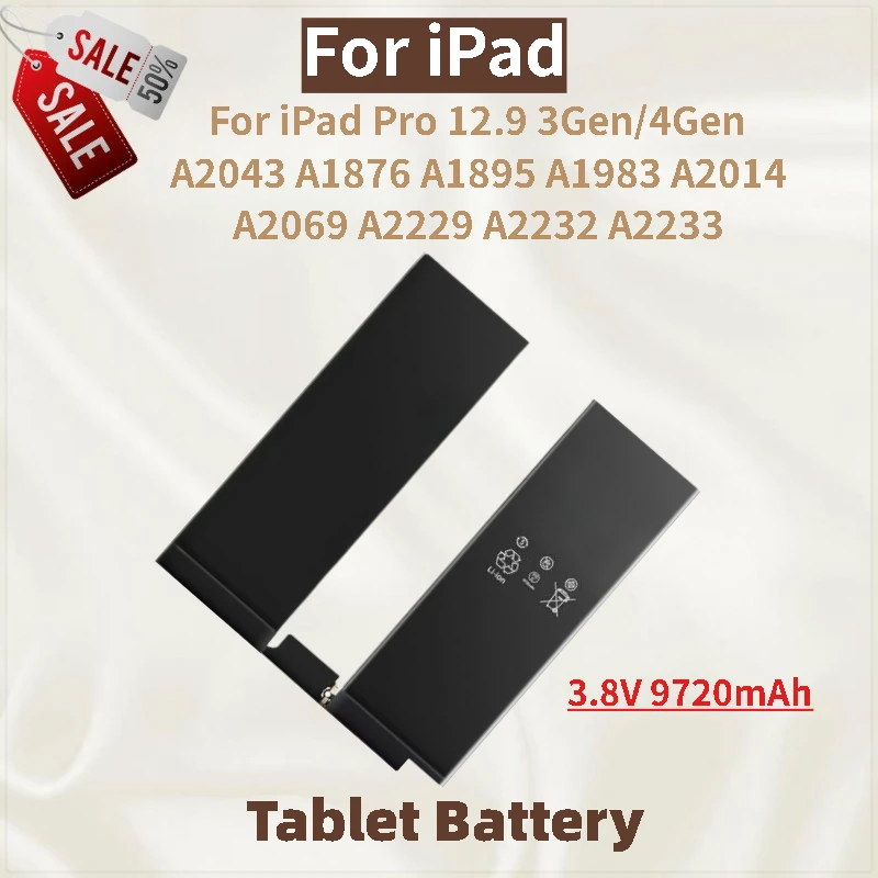 

Tablet Battery 3.8V 9720mAh For iPad Pro 12.9 3Gen/4Gen A2043 A1876 A1895 A1983 A2014 A2069 A2229 A2232 A2233 New High Quality