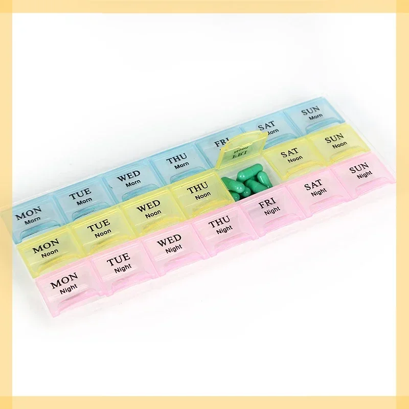 1PCS 4 Row 28 Squares Pillbox Storage Box for Pills Portable Weekly 7 Days Medication Case Pill Container Organizer Plastic Box