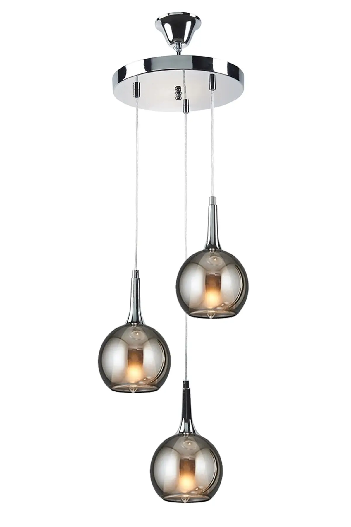 

DOLBOVI Modern chrome painted luxury smoked double glazed triple chandelier