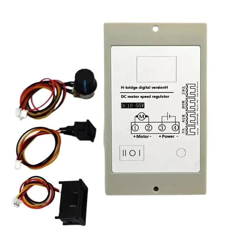 DC Brushed Motor Driver 10-55V H Bridge Reversible Speed Controller Forward Stop Reverse 3 Gear Potentiometer Current Regulator