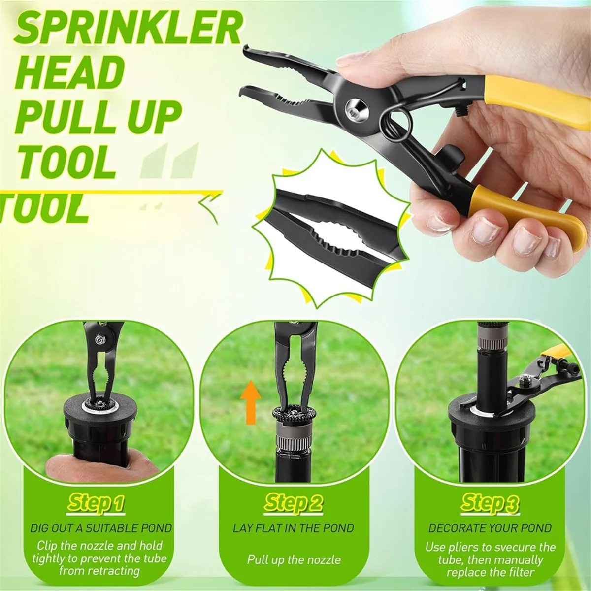 A83Z  Head Pull-Up Tool for PTC1 -Up Sprinkler Head Puller & Repair Tool for Irrigation Maintenance Yellow