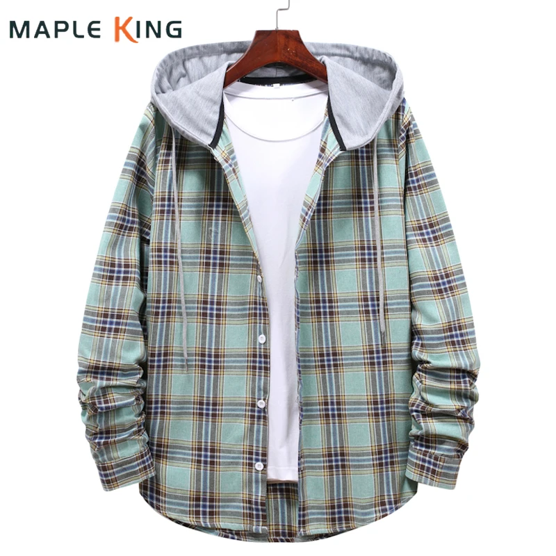 Hooded Long Sleeve Shirt Men Women 2020 High Quality Casual Plaid Printed Shirts Couple Clothes Hip Hop Streetwear Blouse Tops