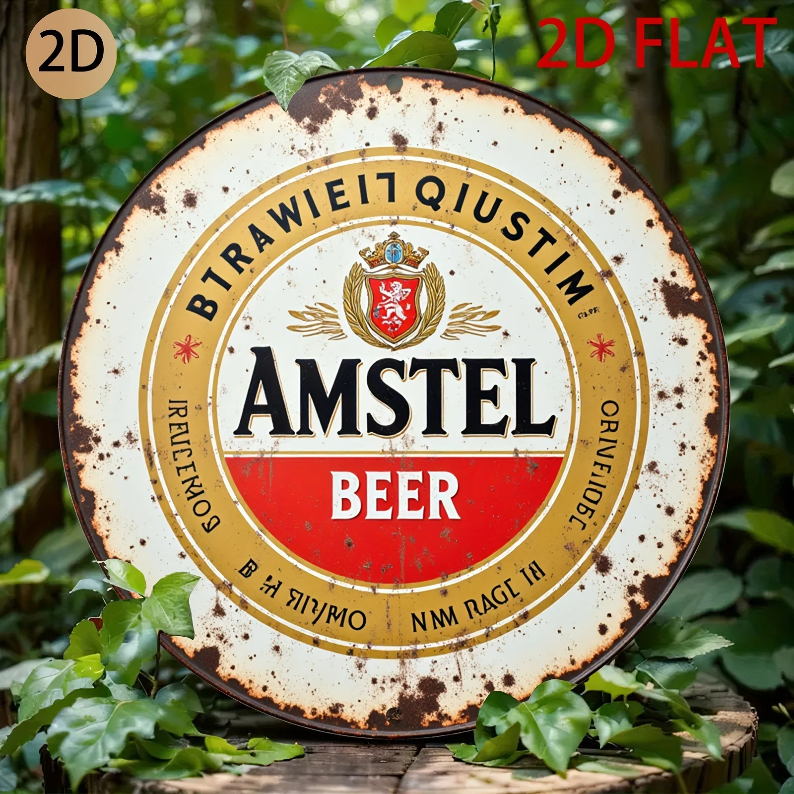 Letrero de Metal - Placa Decorativa Vintage Resistente para Pared, Logotipo Retro de Cerveza Amstel, Decoración para Hogar, Oficina, Bar, o Cuarto de Hombre