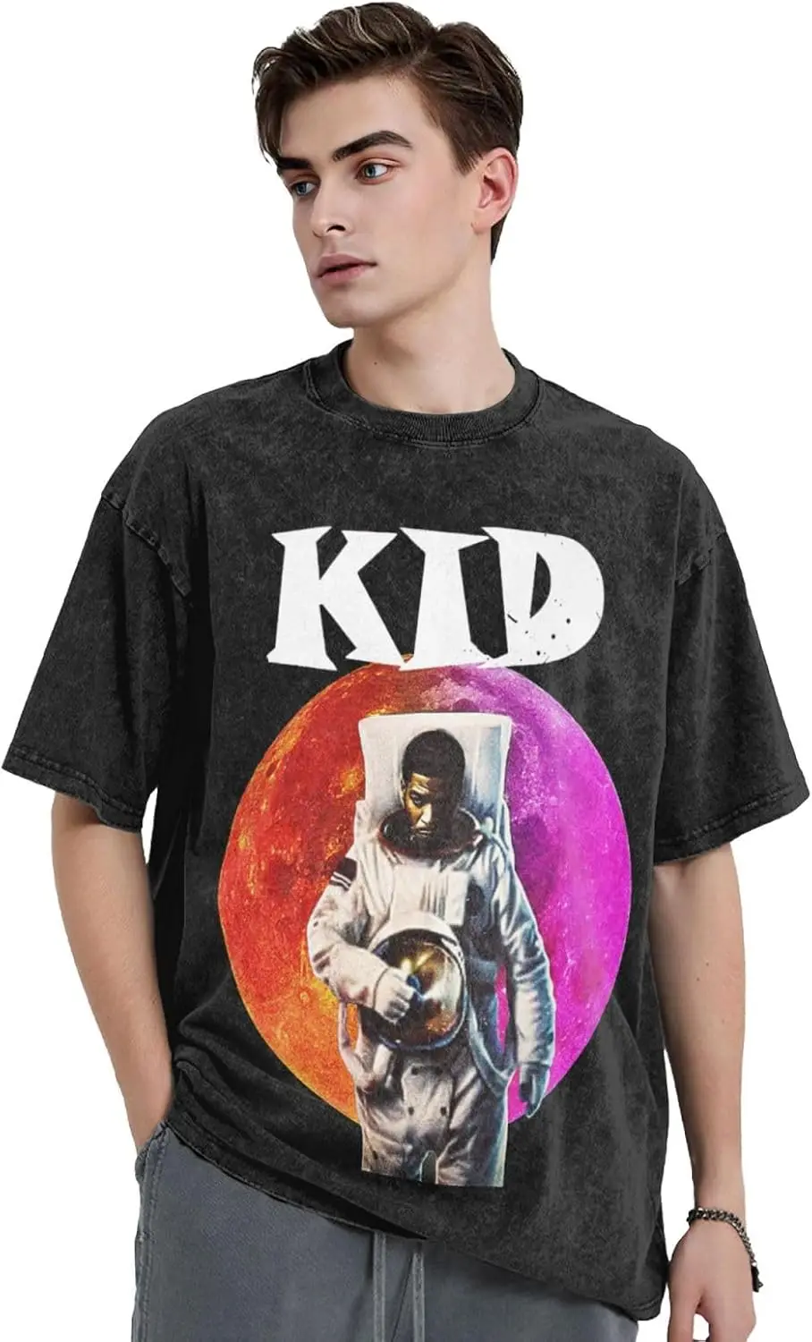 

Men's Vintage Oversized T-Shirts,Mens Crew Neck Short Sleeve T Shirt for Kid Custom cudi T Shirt,Soft tee