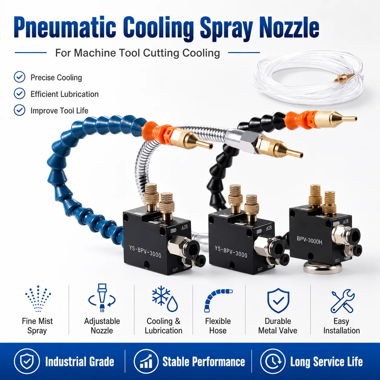 Machine Tool Pneumatic Cooling Spray Cutting Cooling Nozzle Engraving Machine Pneumatic Spray Dedusting Spray Nozzle