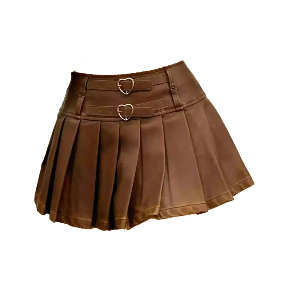 

Женская коричневая повседневная мини-юбка из искусственной кожи, мешковатая уличная одежда Y2K, Harajuku, 2000-е годы, трапециевидная сексуальная модная короткая юбка в стиле ретро, новинка 2025 г.