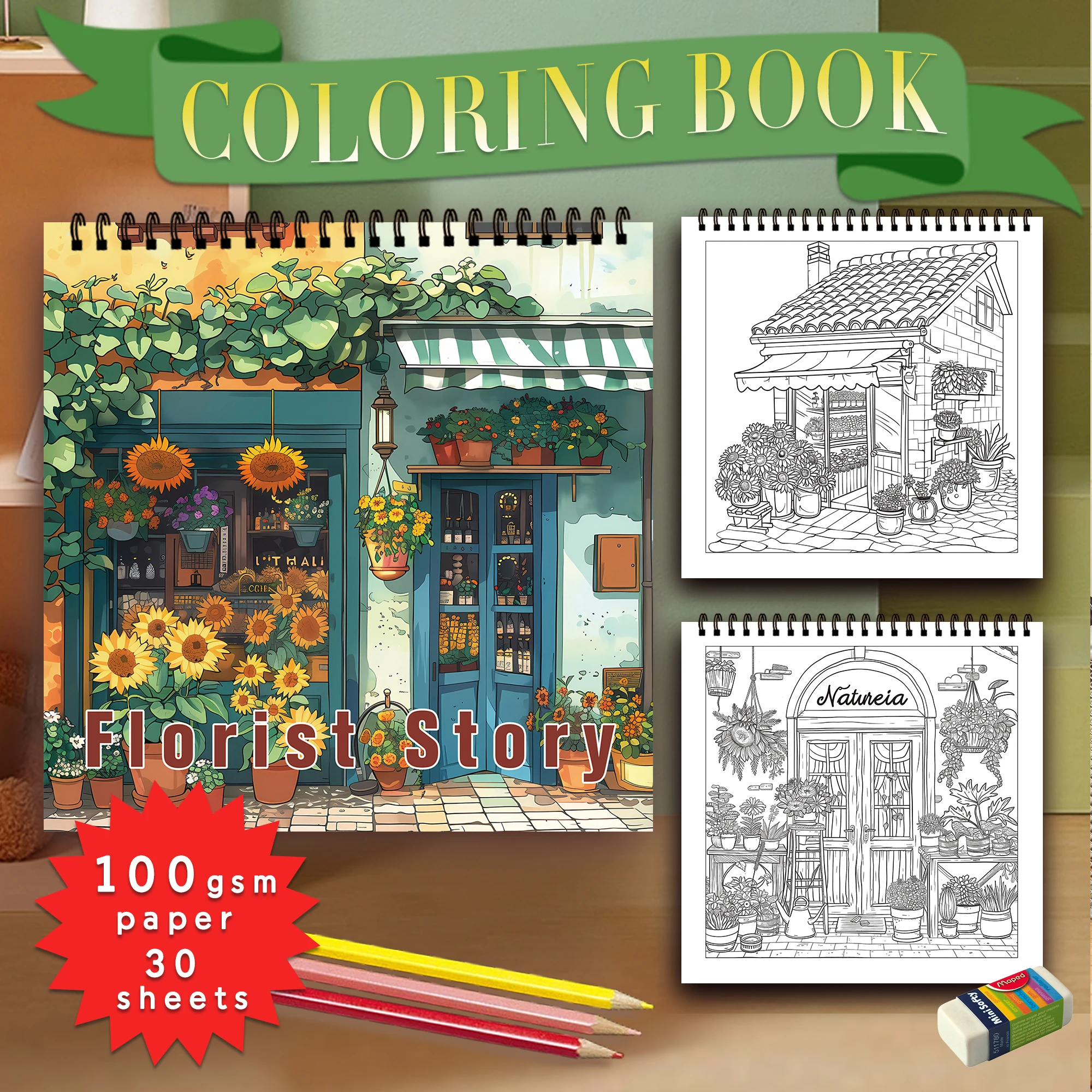 1pc, Teen Colouring Book - 30 Sheets 8.3x 8.3in Suitable for Stress Reduction, Emotional Relaxation, Christmas Halloween