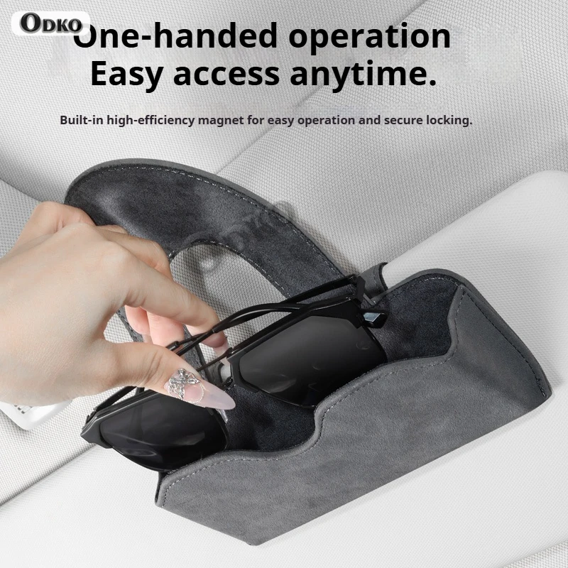 ل CMC V7 H230 H330 H530 الجلد المدبوغ سيارة الشمس قناع نظارات كليب متعددة الوظائف حالة الجلد المدبوغ نظارات صندوق تخزين النظارات الشمسية #3