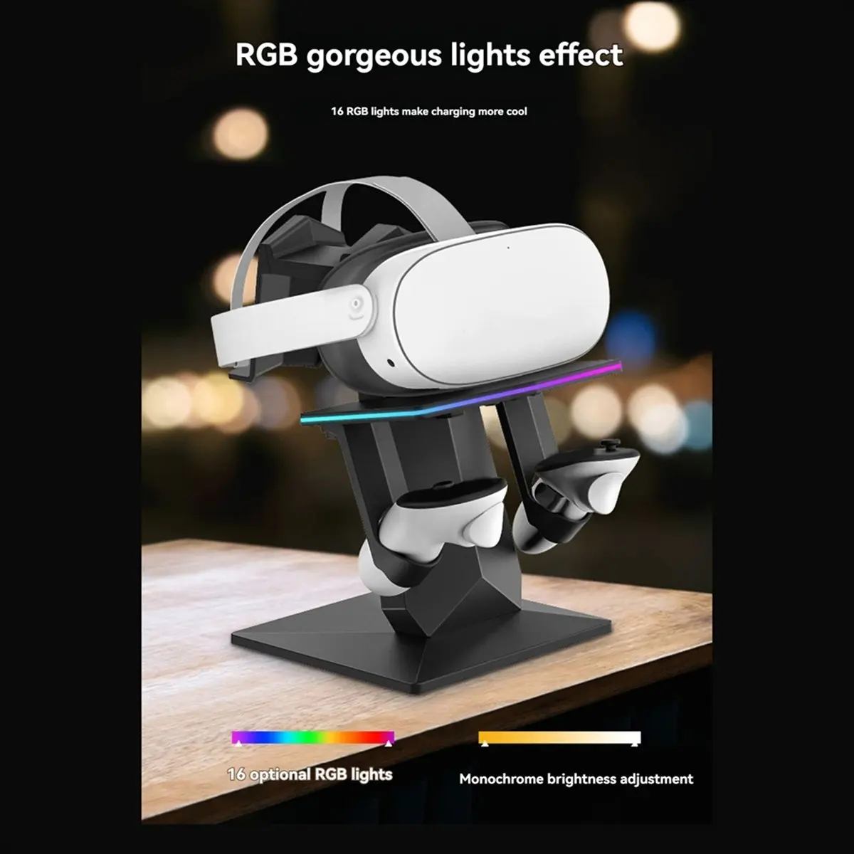

Верхняя зарядная станция для Meta Quest 3/ Quest 3S — подставка для дисплея гарнитуры VR и зарядная док-станция, настольный стабильный аксессуар VR