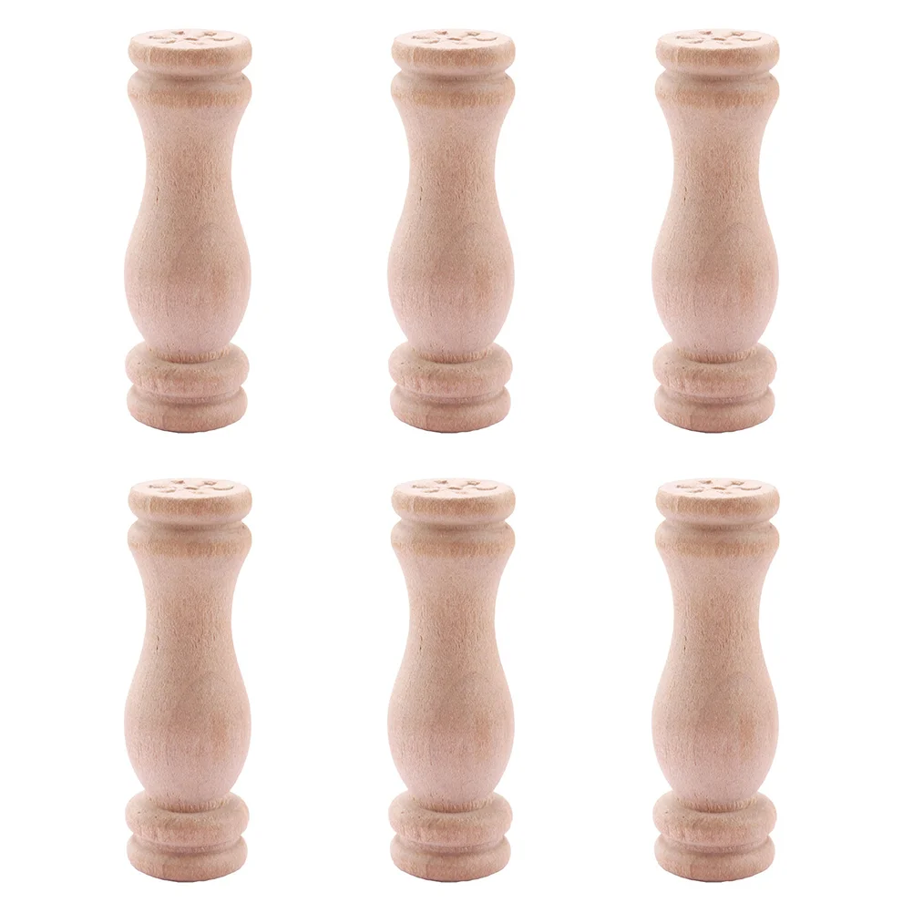 6 pezzi di pali in legno da cucina in miniatura cubo per bambini modello di riconoscimento della forma paletto ornamento ornamento giocattolo casa accessorio pilastro bambino