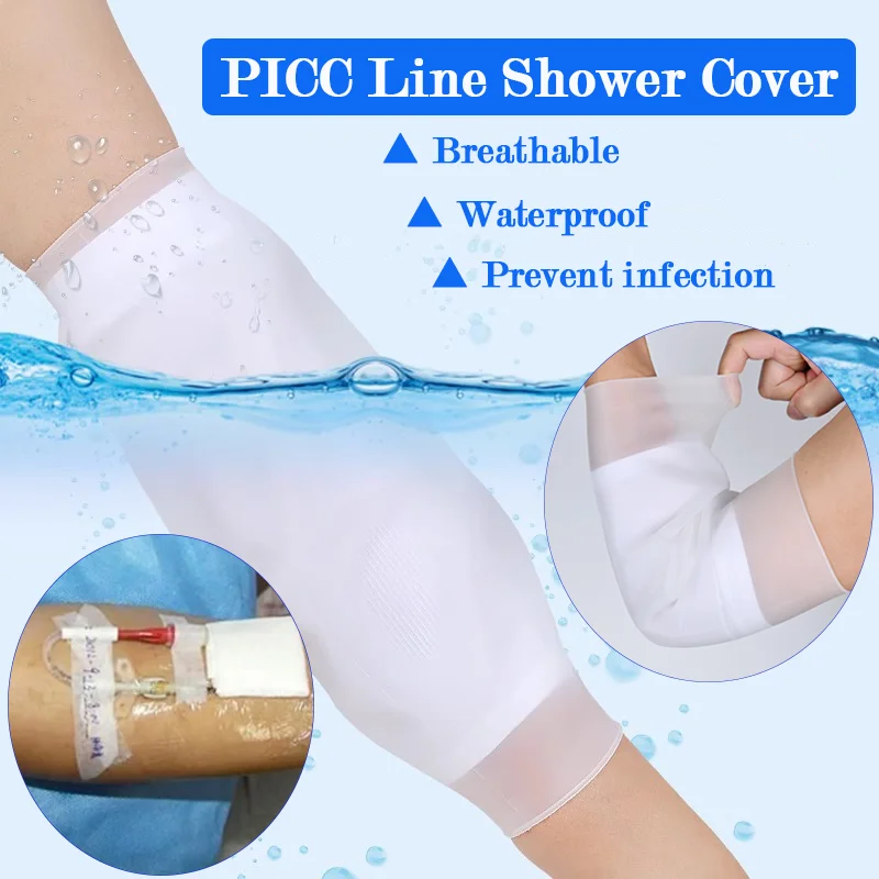 Picc Line Shower Cover for Upper Arm, Waterproof Picc Line Protector for Chemotherapy Shower and Bath Reusable