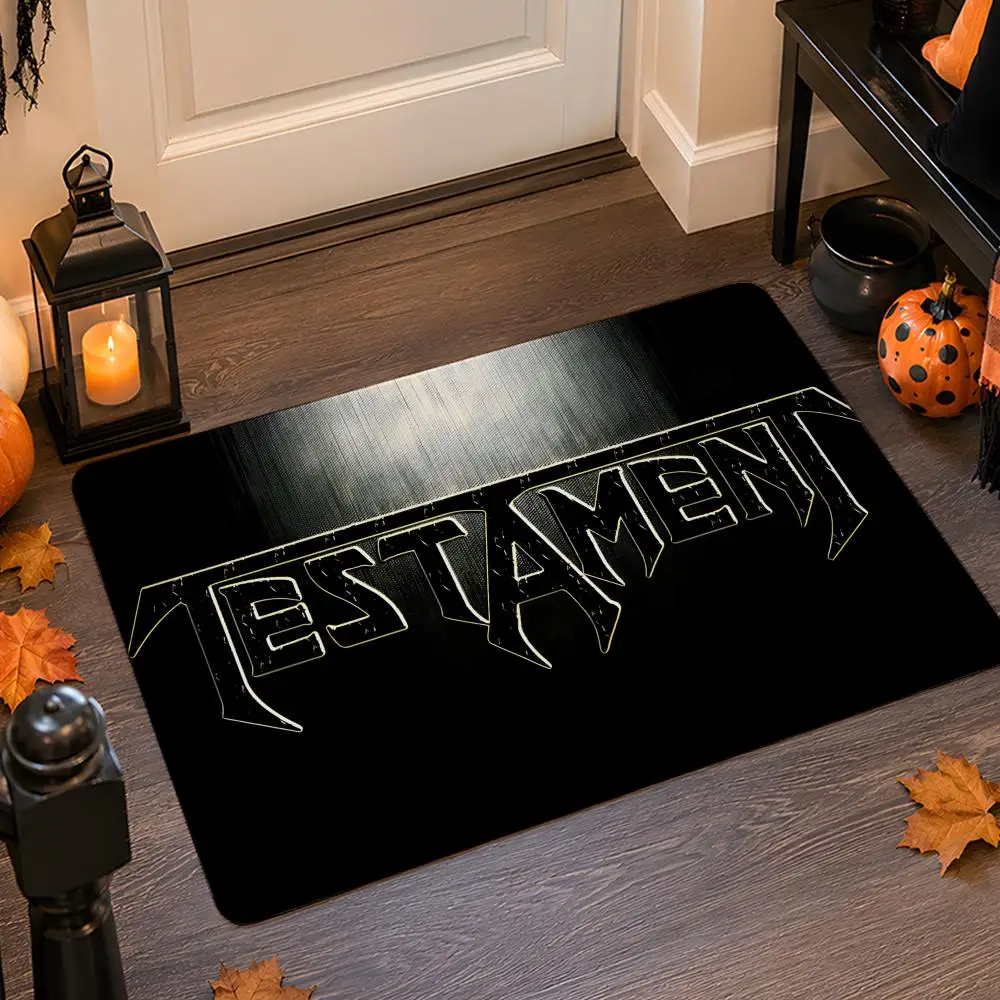 T-Testament Band Floor Mat Flannel Rug Non Slip Absorbent Soft Washable For Entryway Hallway Bathroom Kitchen Decor