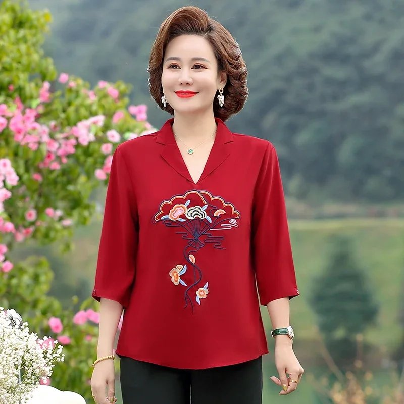 

Women Spring Summer Blouses Shirts Lady Fashion Casual Half Sleeve Embroidery Blusas Tops