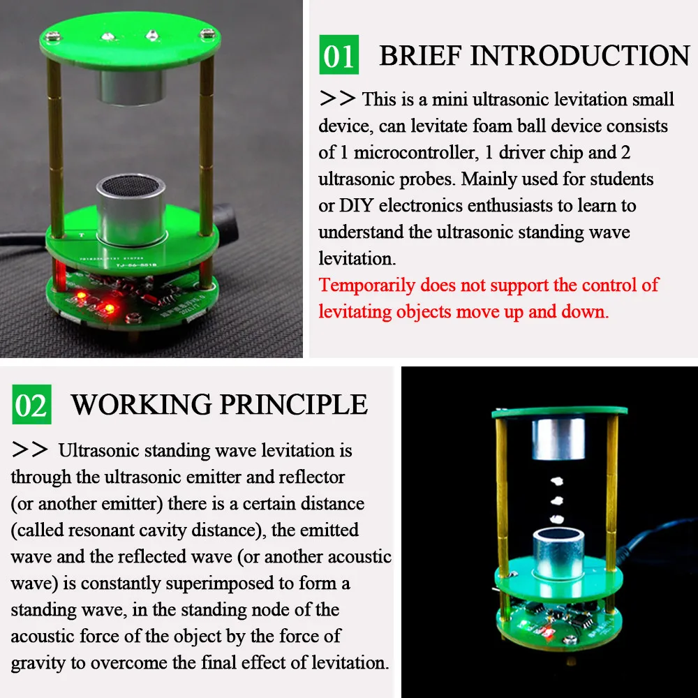 Suspensão ultra-sônica para DIY, Kit Eletrônico para Projeto de Solda, Mini Levitator Acústico, Prática Solda, 12V