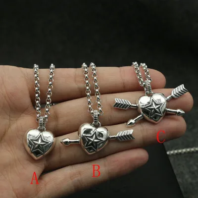 Sterling silver heart-shaped pendant collarbone necklace Hanging Chaoren Original Sufeng JewelryFemale pentagonal star pendant