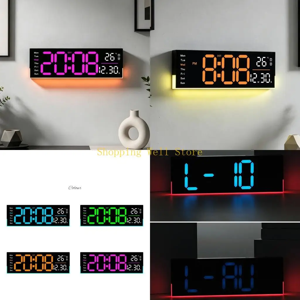 KX4B Contemporary LED Digital Clock with Two Alarms and Timer Function, Date Temperature Display for Office Or Home Setting