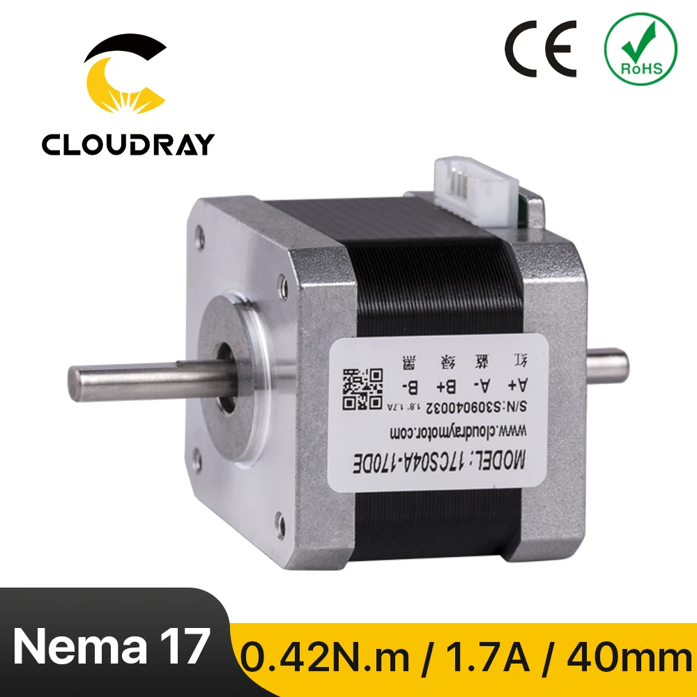 Cloudray Nema 17 Stepper Motor 40mm 42Ncm 1.7A Double Shaft 2 Phase Stepper Motor for CNC 3D printer Engraving Milling Machine