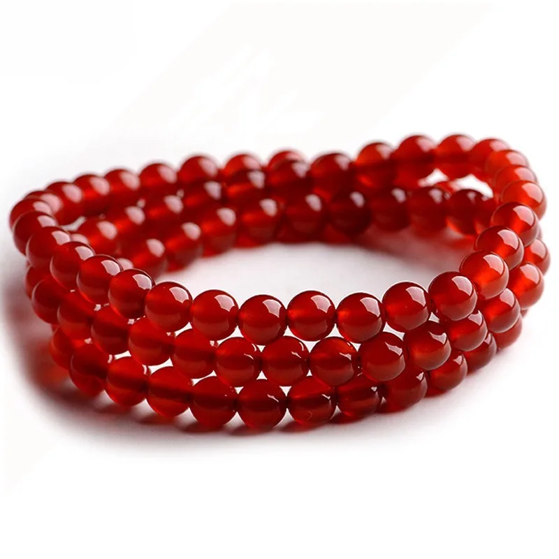 

Natural Red Agate Single-circle Bead Bracelet, A Versatile Accessory for Both Men and Women
