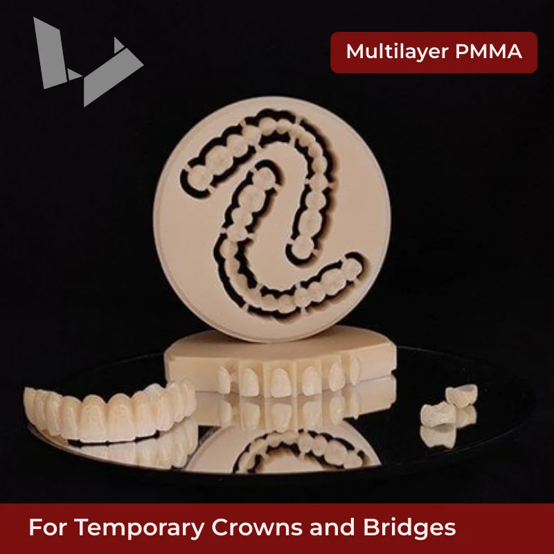 PMMA Multilayer 20mm 98mm Dental Cad Cam PMMA Blocks Lab Supplies Dentures Materials