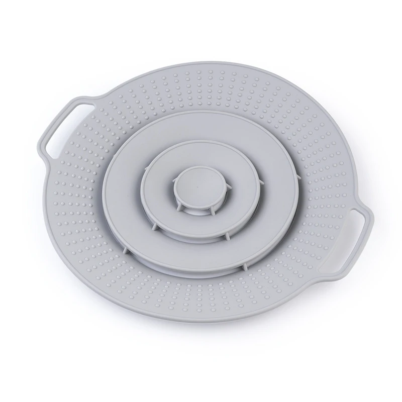 Tapa de silicona para microondas, ventosa de 33,5 cm para ollas, sartenes, cuencos, tazas y sartenes, a prueba de salpicaduras, gris