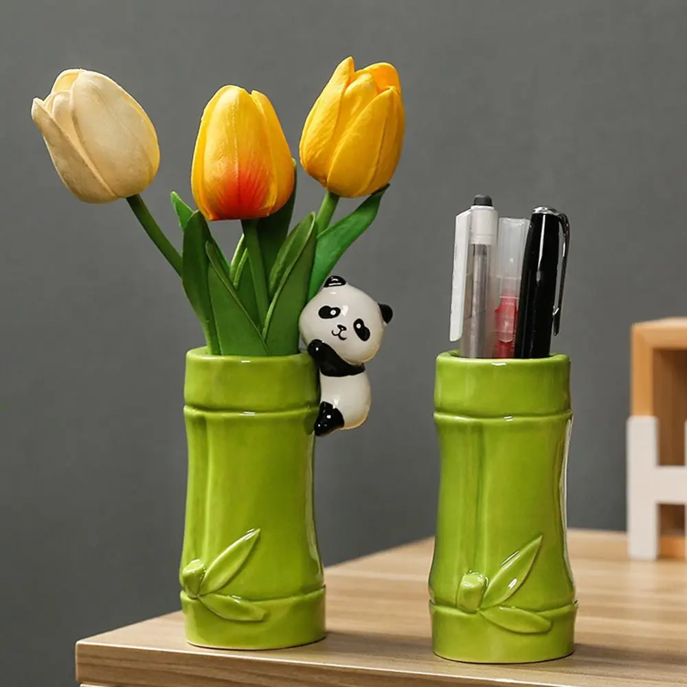 

Cute Panda Pen Holder Cartoon Multifunction Panda Ornament Stationery Display Large Capacity Pencil Organizer