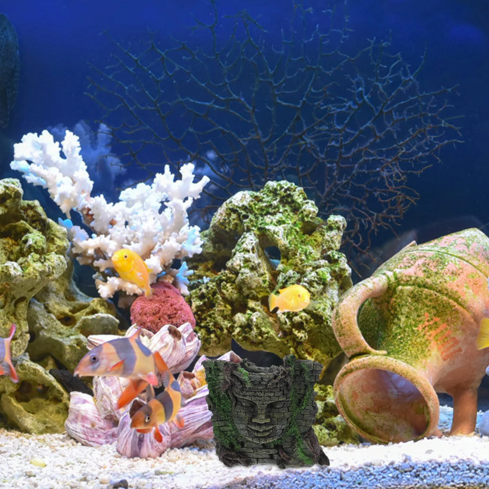 

1Pcs Resin Simulation Human Face Wall Retro Landscape Aquarium Ornament Durable Resin Decoration Desktop Crafts