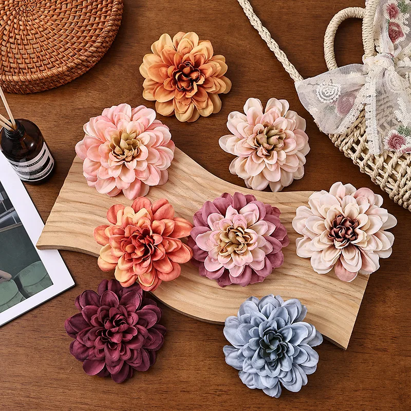 

Dahlia Drtificial Flower Head Wedding Decoration DIY Material Flower Wreath Shooting Scene Arrangement Autumn Floral Arrangement