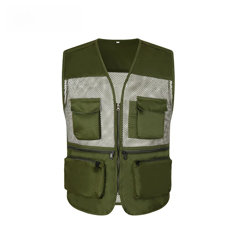 Breathable Mesh Multi-Pocket Sleeveless Vest Outdoor Work Volunteer Waistcoat