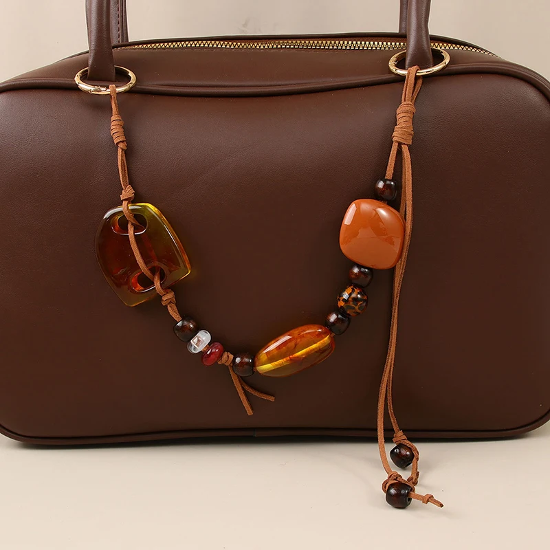

Colorful Resin Handbag Double Buckle Bead Hanging Tassel Amber Wristlet Purse Bag Belt DIY Bag Parts Accessories