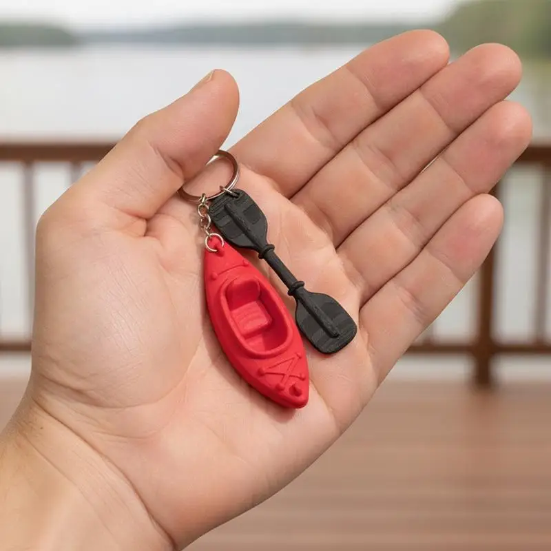 Mini-Kajak-Schlüsselanhänger mit passendem Paddel und leuchtendem Mehrfarben-Design, perfekt für Kajakliebhaber, Rucksackdekoration, kleines Geschenk. – Detail 6