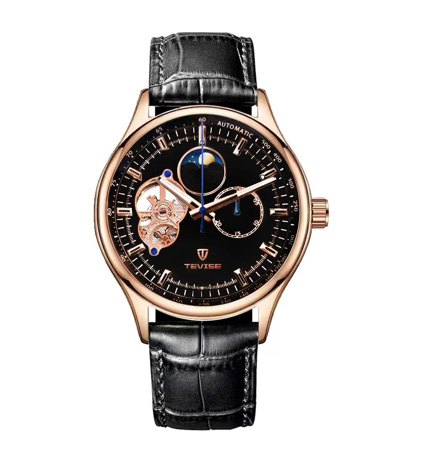 TEVISE Watch for Men Mechanical Wristwatch Top Brand Automatic Movement Skeleton Moon Phase Luxury Fashion Watch Gift - view 3