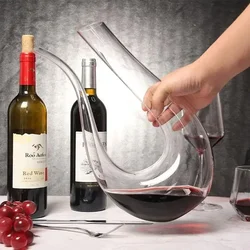 European Crystal Glass Wine Decanter Set, Wine Dispenser, U-Shaped Wine Pot, Household