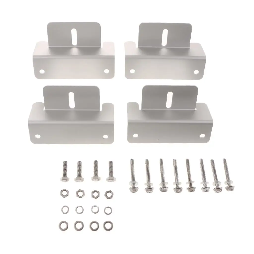 4 Sets of Solar Mounting Z-Bracket +12 Bolts +12 Pieces Lock Washers for RV Boat Aluminum Alloy