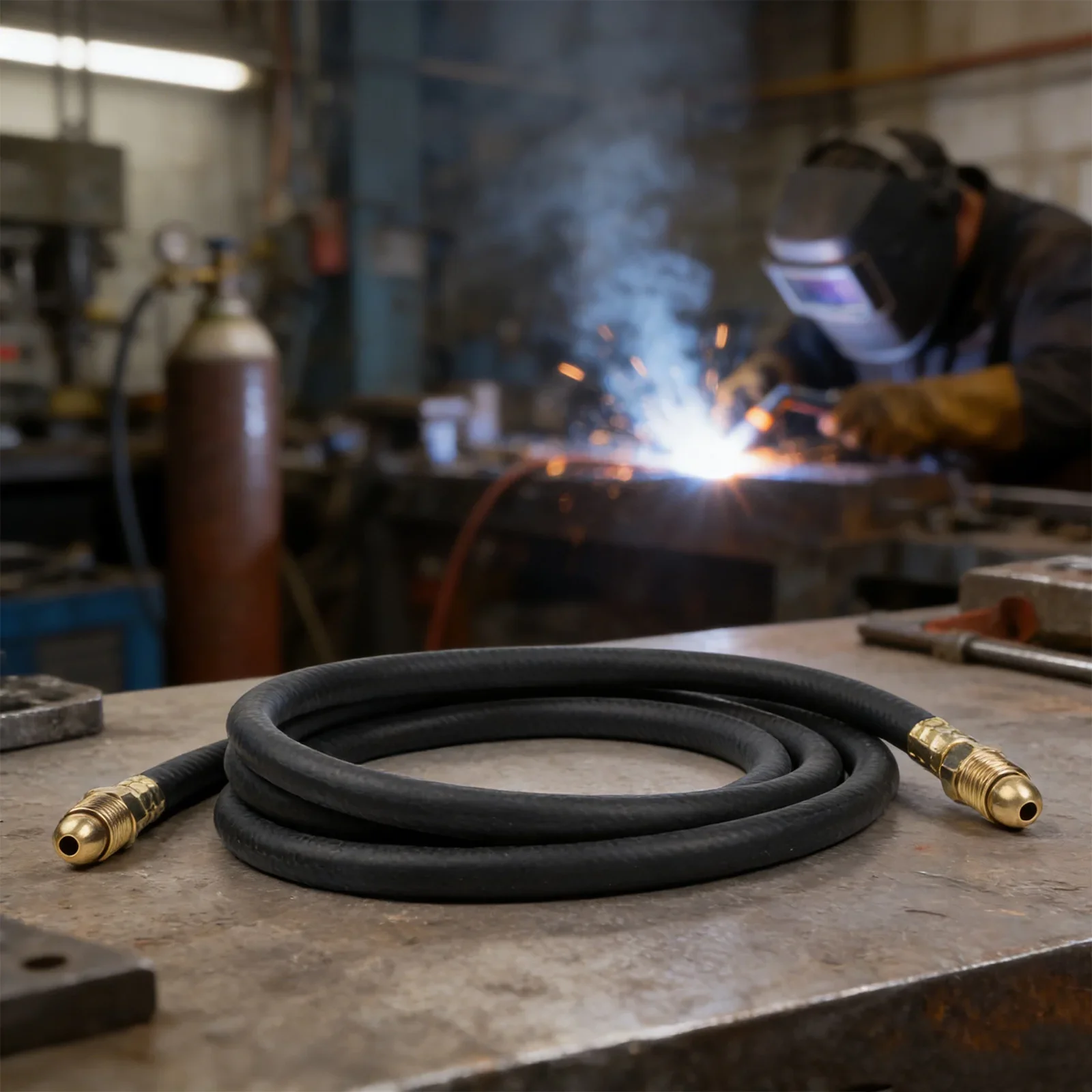 Argon Gas Hose For MIG TIG Welding Flowmeter Regulator Inert Gas Connection 5/8 UNF Fittings Multiple Length Options