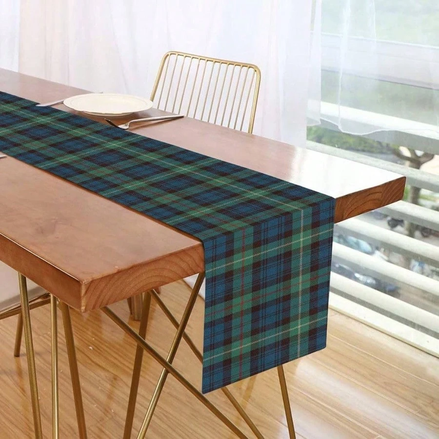 Tischläufer mit Schottenmuster |   Blau-schwarz kariert |   Outdoor- und Herbstdekoration |   Vielseitig einsetzbar für Schlafzimmer und Esstisch (Flachdruck)