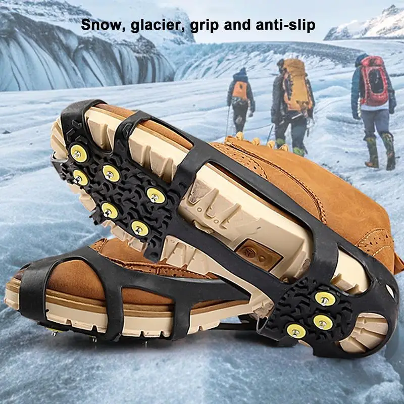 Ice Traction Cleats 9-Teeth Lightweight Snow Crampons For Hiking Boots Outdoor Gear Witer Ice Grips Fits Sneakers Hiking Boots