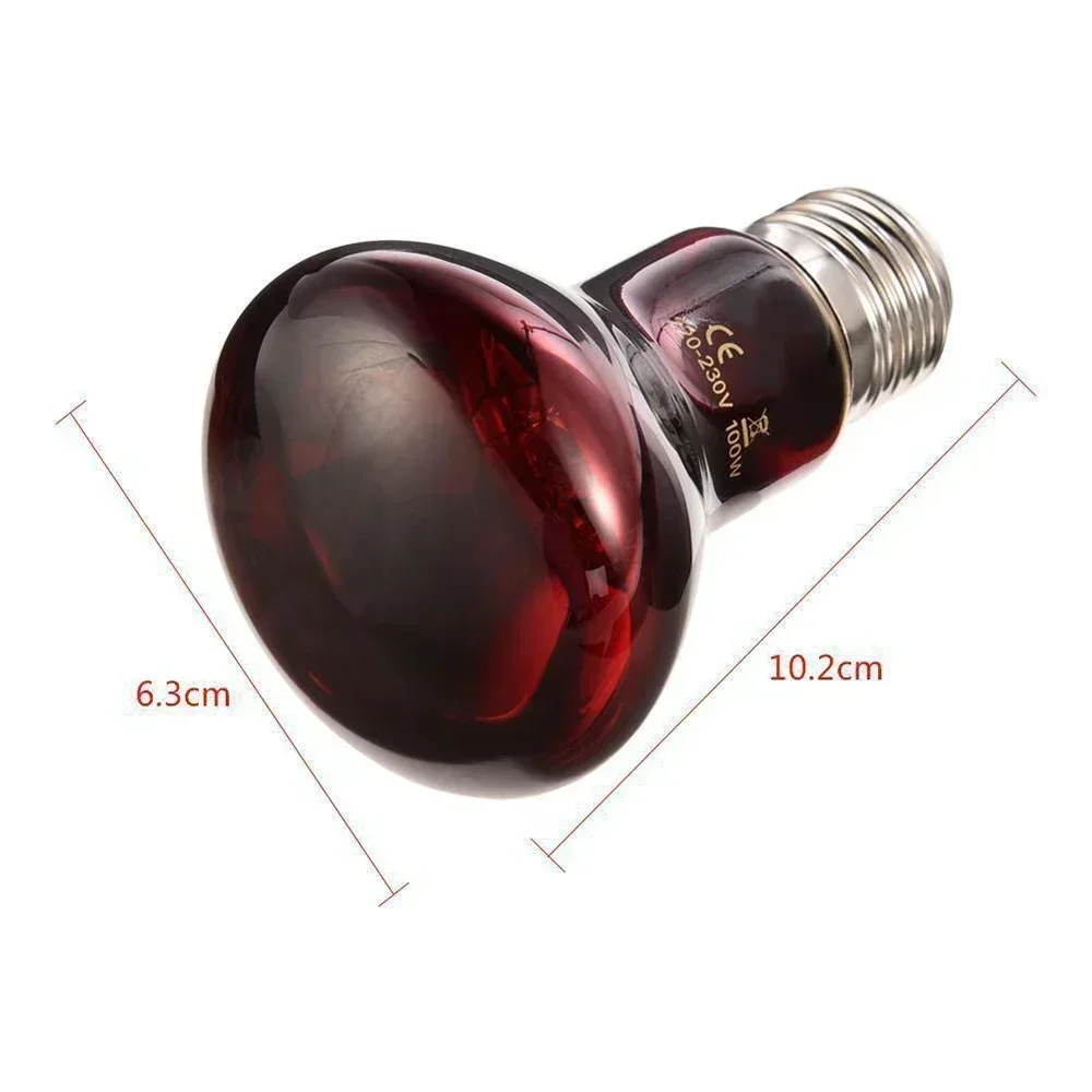 Lámpara de calefacción roja anfibia UVA de 220V, 25/40/50/60/75/100W, lámpara infrarroja, accesorios de bombilla de vidrio para Reptiles, serpiente,