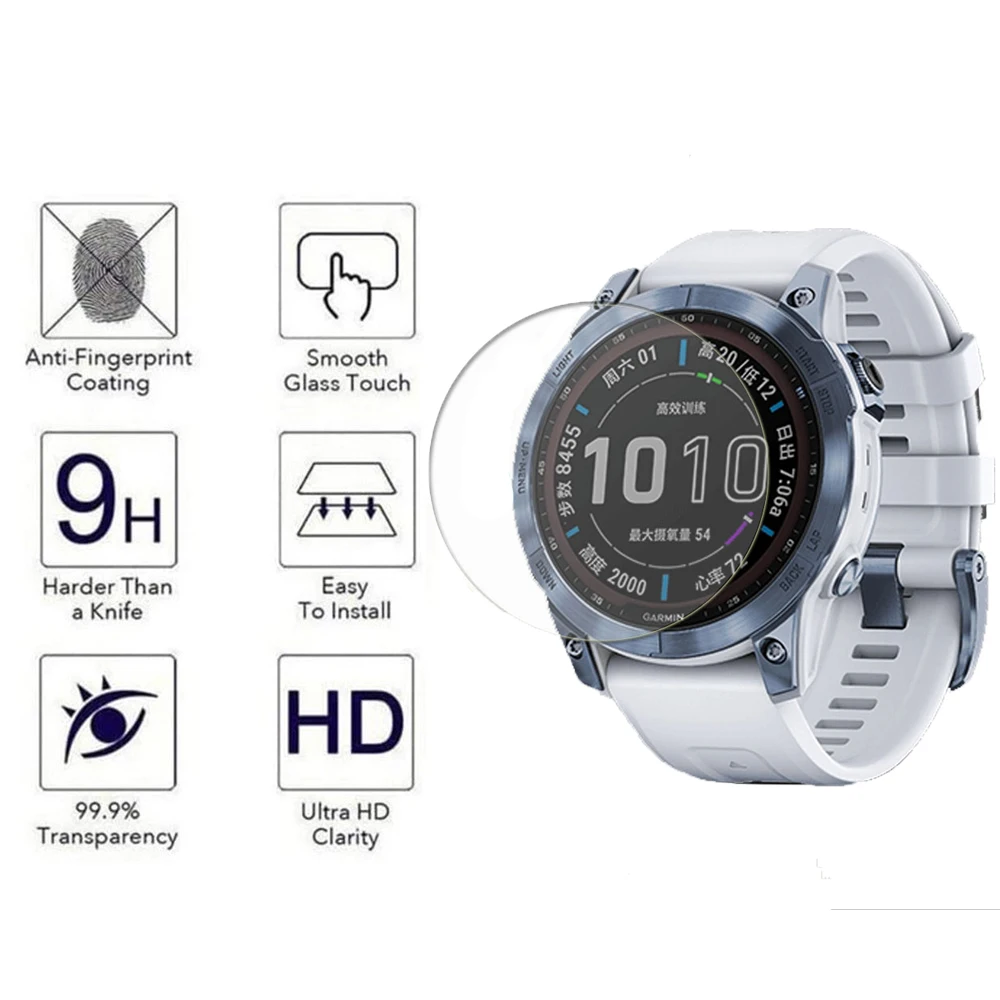 3 buah 9H kaca Tempered Premium untuk Garmin Fenix 7 7X 7S 6S 6 6X Pro 5S 5 Plus Aksesori Film HD pelindung layar jam tangan pintar