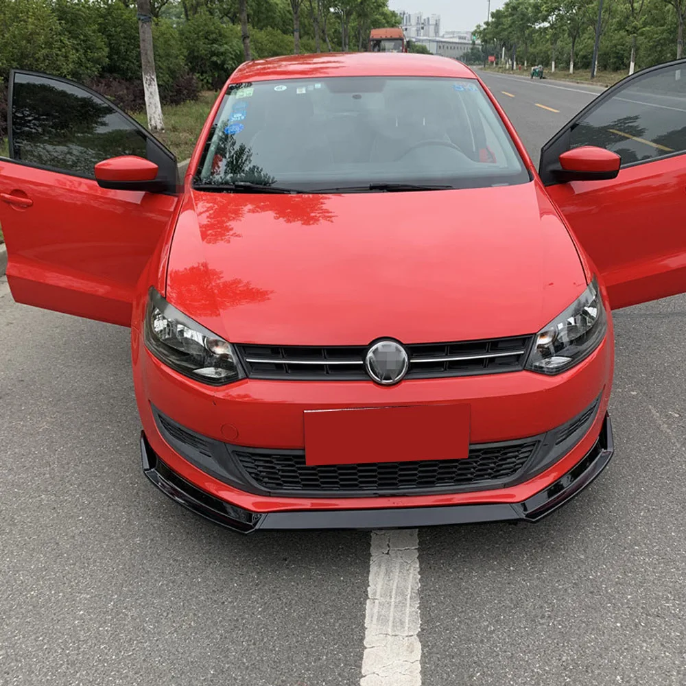 

For VW Polo MK5 6R TSI TDI Standard 2009-2014 Pre‑Facelift Tuning Front Bumper Splitter Lip Spoiler Diffusers Glossy Black Guard