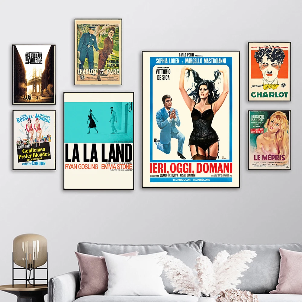 Classic Movie Poster Charlie ChaplinLe MeprisLa La Land Retro Prints Wall Art Canvas Painting Pictures Living Room Home Decor