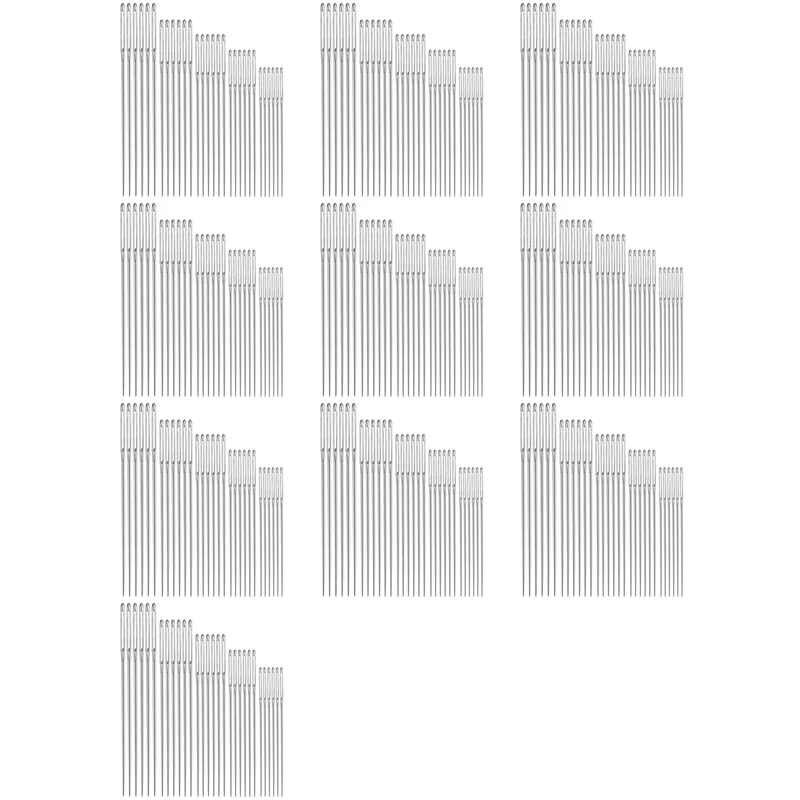 

【HAPPYH】300 шт., острые толстые иглы с большим ушком, 5 размеров, набор швейных игл из нержавеющей стали