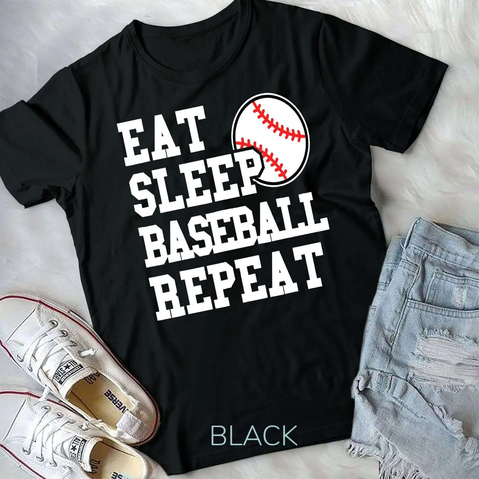 Eat Sleep Baseball Repeat Funny Baseball Player T-Shirt Unisex T-shirt