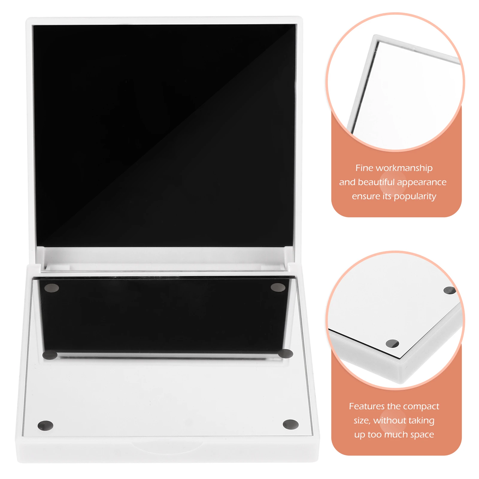 Espelho de maquiagem led portátil, vidro de alumínio, material abs, simulação de luz diurna brilhante, bolso ambiente escuro perfeito