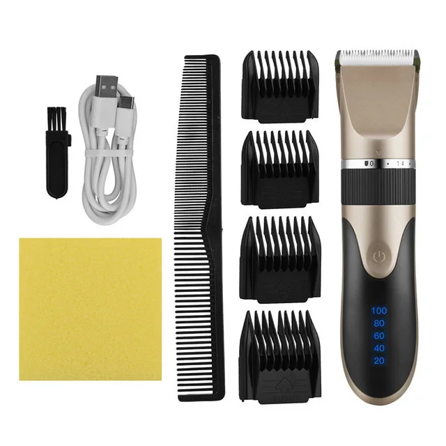 USB Wireless Electric Hair Clipper Ceramic Blade Low Noise Hair Trimmer Length Adjustable Fine Tuning Barber Hair Cutting Razor