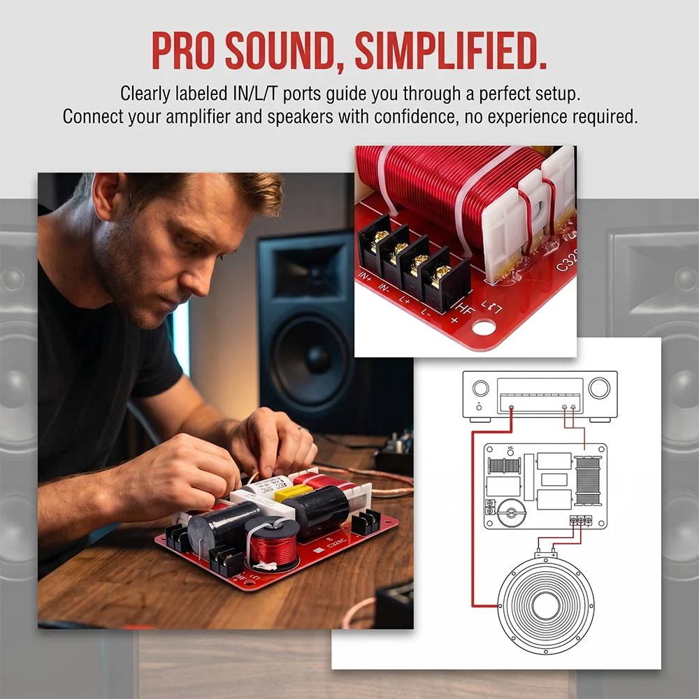 1Pc 500W Frequency Divider Hi-Fi Coaxial Speaker 2-Way Crossover Point 2500Hz Audiophile Grade Stage Speaker Treble & Bass Audio
