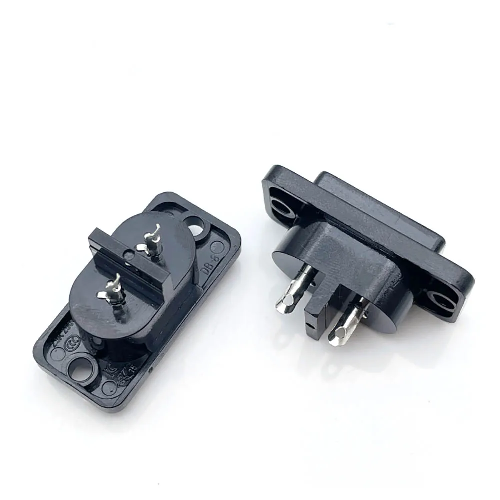 1-5pcs AC-004 2A Solid needle Eight-shaped power socket Two holes Plum alphabet Weldable with ears