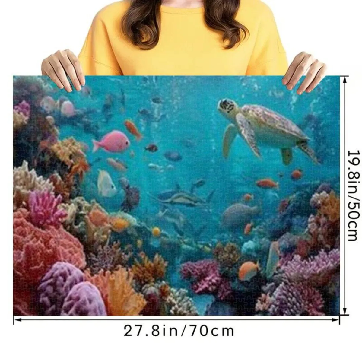 1000 Stück großes Puzzle für Erwachsene – Unterwasserwelt mit Meeresschildkröte, Korallenriff und tropischen Fischen – recyceltem Karton, Vibran