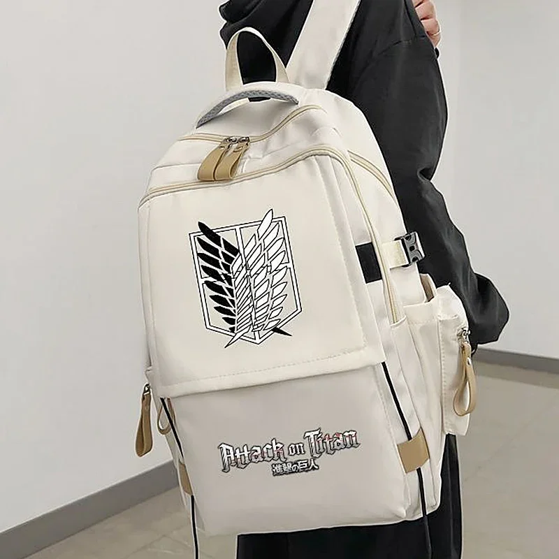 Breathable mesh, 29×46×20cm Black White Blue Red, Attack On Titan, Shingeki no kyojin, School Bags, Anime Backpacks Girls Boys